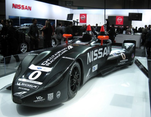 The Nissan DeltaWing has half the weight and half the horsepower, but all the speed of the conventional prototypes it races against.