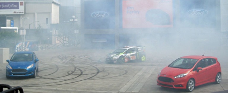 Ken Blocks smoke signal ushers in the 2014 Ford Fiesta.