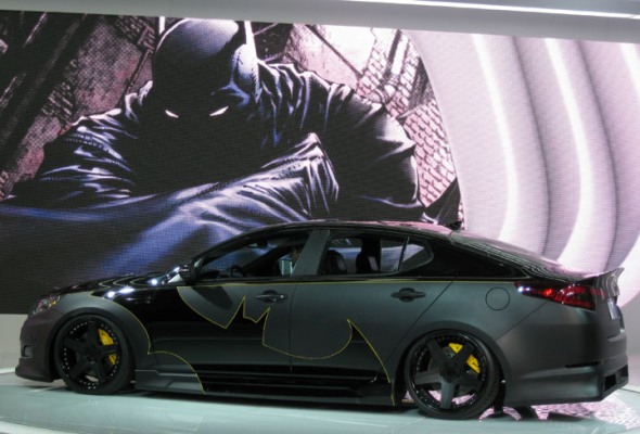 The Kia Optima Batman version was first seen at the SEMA show this year.