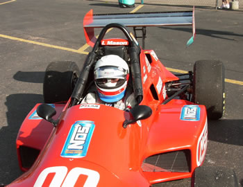 Larry Mason is on the grid and ready to race in his Formula Mazda race car.