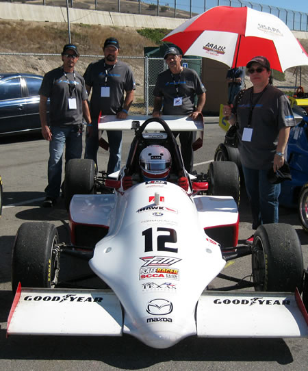 Team LMR before the race and the busted nose and front wings of the car afterwards. 